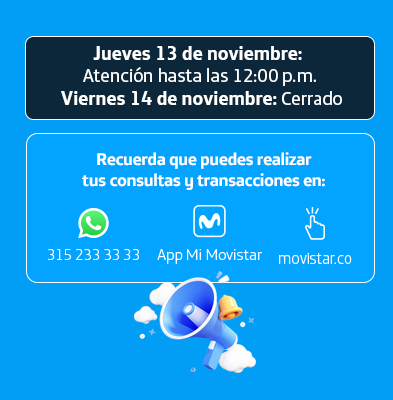 Banner movistar ATENCIÓN CARTAGENA Por días cívicos, nuestros Centros de Experiencia Badel, Matuna y Bocagrande tendrán horario especial.